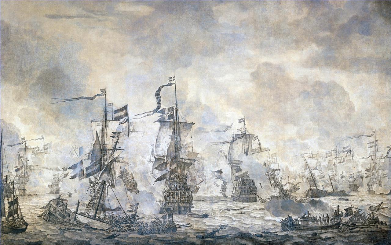 Slag in de Sont Battle of the Sound November 8 1658 Willem van de Velde I 1665 Sea Warfare Oil Paintings